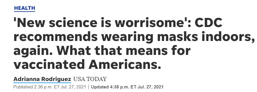 ‘New science is worrisome’: CDC recommends wearing masks indoors, again. What that means for vaccinated&nbsp;Americans.